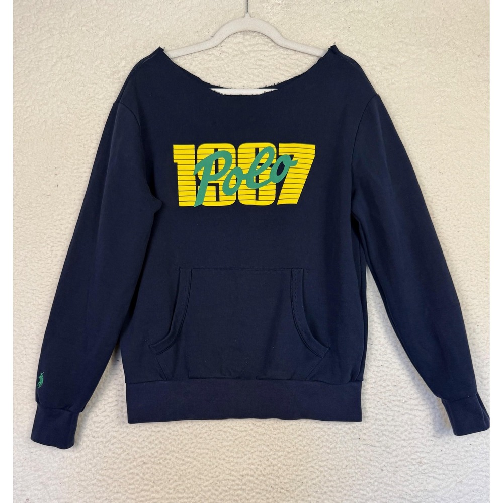 Polo Ralph Lauren Sweatshirt Womens M Blue Pullover Logo 1987 80s Punk Preppy